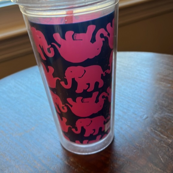 Lilly Pulitzer Tumbler Cup Lid Pink Elephant Blue Reusable BPA Free 20 oz Straw - Picture 3 of 7